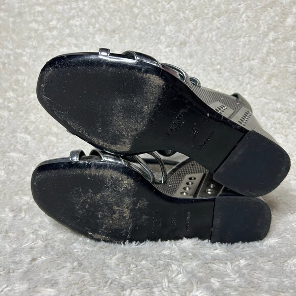 Prada Silver Patent Leather Criss Made in Italy UK Size 39 US Size 8 Women 4.5 I - Picture 10 of 10